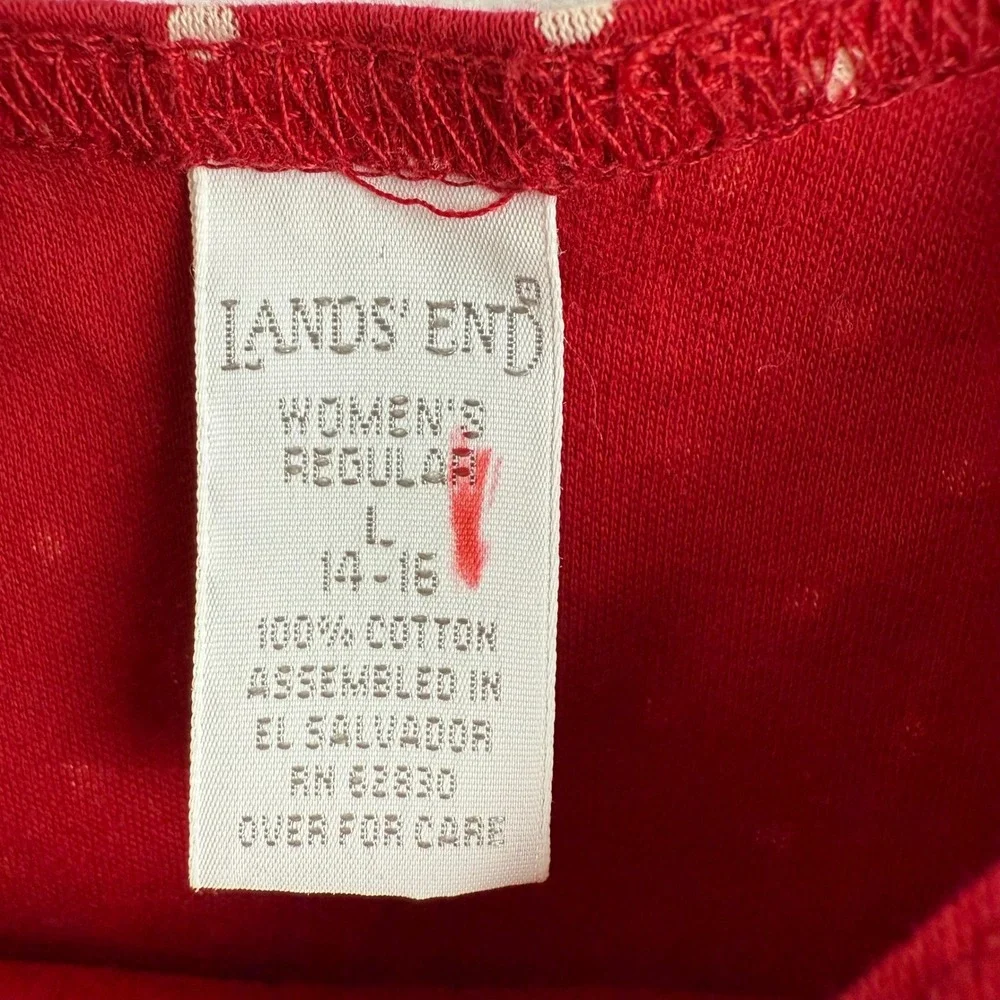 Lands End Red Polka‎ Dot Tank Top Womens L 14 16 Retro Pinup Cottagecore